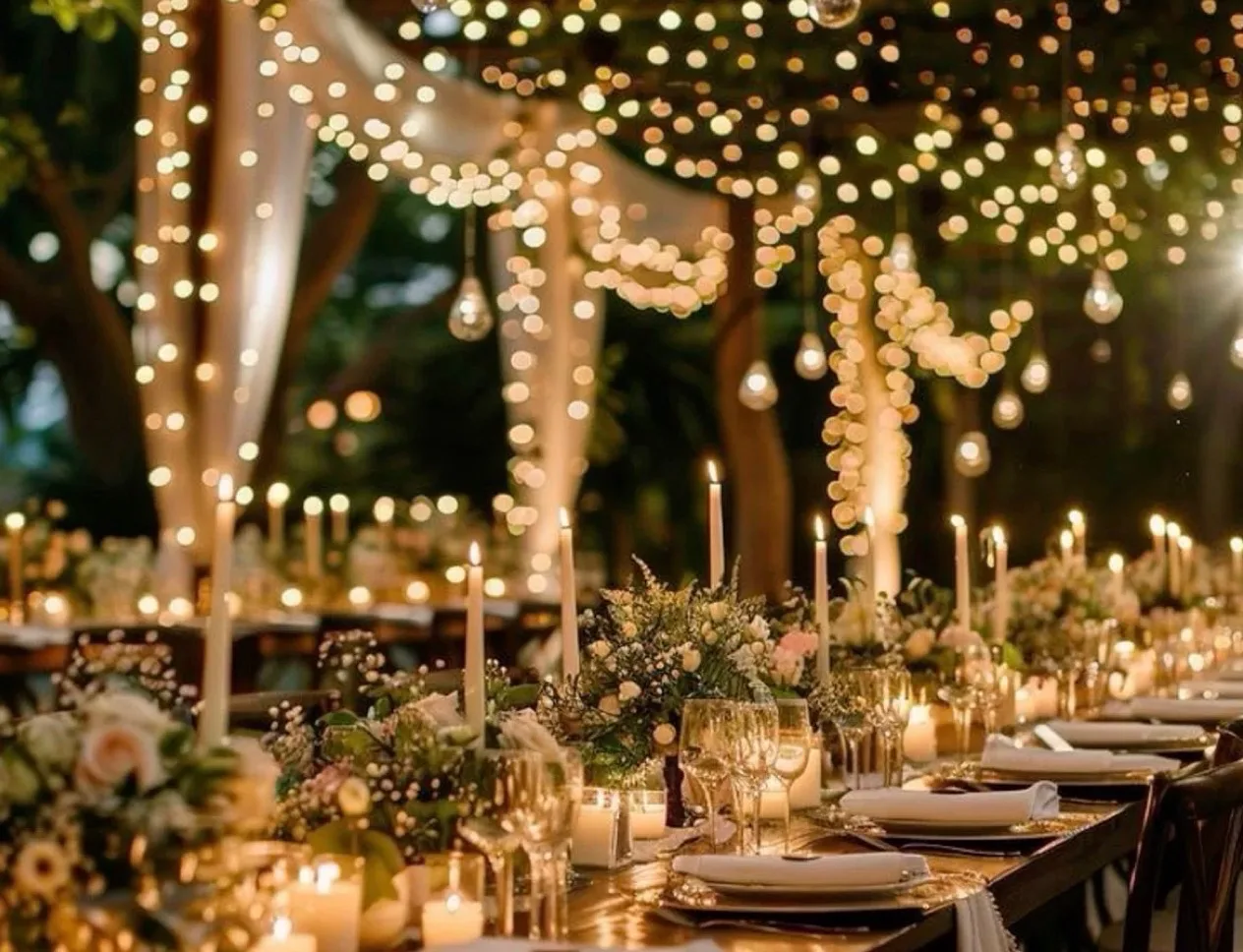 Candlelit outdoor wedding reception, Mid-Michigan bridal skincare timeline at NECTAR body face skin